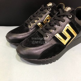Versace Fashion Cowhide Running Shoes For Men Black