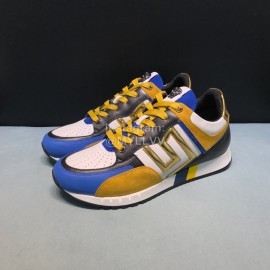 Versace Fashion Cowhide Running Shoes For Men Blue