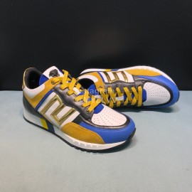 Versace Fashion Cowhide Running Shoes For Men Blue