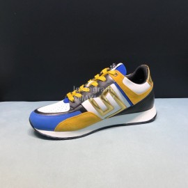 Versace Fashion Cowhide Running Shoes For Men Blue