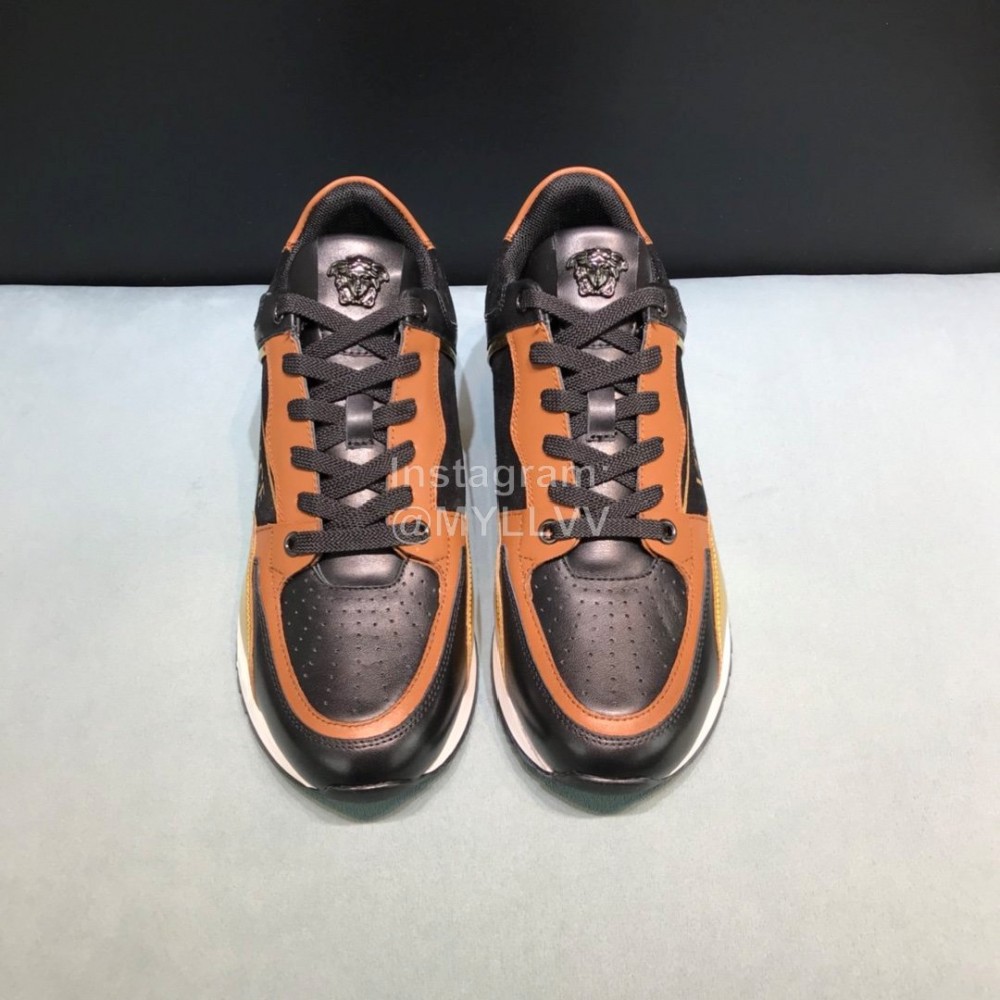 Versace Fashion Cowhide Running Shoes For Men Gold