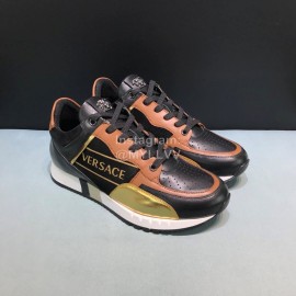 Versace Fashion Cowhide Running Shoes For Men Gold