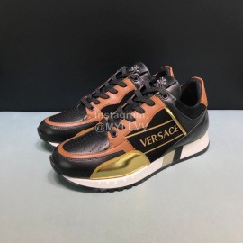 Versace Fashion Cowhide Running Shoes For Men Gold