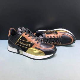 Versace Fashion Cowhide Running Shoes For Men Gold