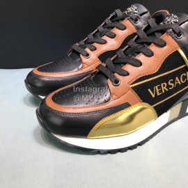 Versace Fashion Cowhide Running Shoes For Men Gold