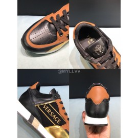 Versace Fashion Cowhide Running Shoes For Men Gold