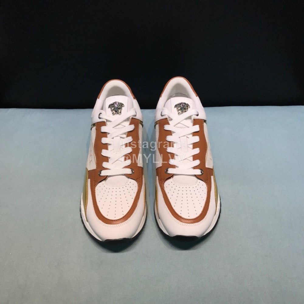Versace Fashion Cowhide Running Shoes For Men Brown