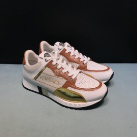 Versace Fashion Cowhide Running Shoes For Men Brown