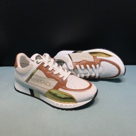 Versace Fashion Cowhide Running Shoes For Men Brown