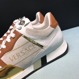 Versace Fashion Cowhide Running Shoes For Men Brown