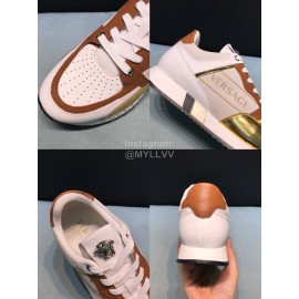 Versace Fashion Cowhide Running Shoes For Men Brown