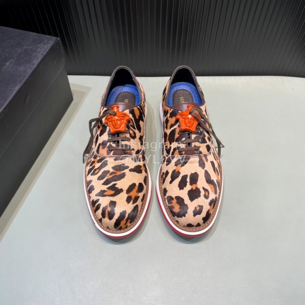 Versace Fashion Leopard Lace Up Casual Shoes For Men