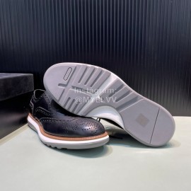 Versace Fashion Carved Leather Lace Up Casual Shoes For Men Black