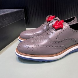 Versace Fashion Carved Leather Lace Up Casual Shoes For Men Gray