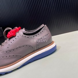 Versace Fashion Carved Leather Lace Up Casual Shoes For Men Gray