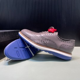 Versace Fashion Carved Leather Lace Up Casual Shoes For Men Gray