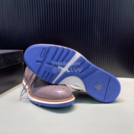 Versace Fashion Carved Leather Lace Up Casual Shoes For Men Gray