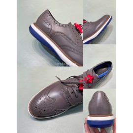 Versace Fashion Carved Leather Lace Up Casual Shoes For Men Gray