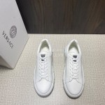 Versace Fashion White Leather Lace Up Casual Shoes For Men
