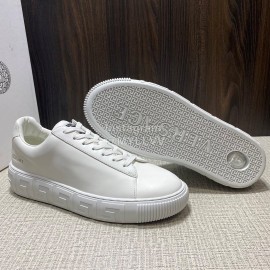 Versace Fashion White Leather Lace Up Casual Shoes For Men