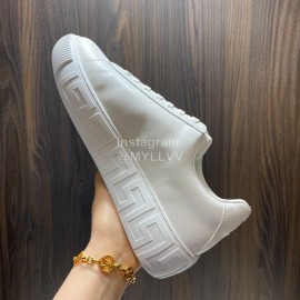 Versace Fashion White Leather Lace Up Casual Shoes For Men