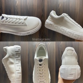 Versace Fashion White Leather Lace Up Casual Shoes For Men