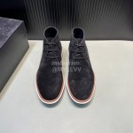 Versace Suede Leather High Top Shoes For Men Black