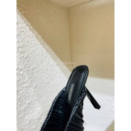 Versace Summer Cross Woven Leather High Heeled Slippers For Women Black