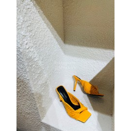 Versace Summer Cross Woven Leather High Heeled Slippers For Women Orange