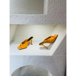 Versace Summer Cross Woven Leather High Heeled Slippers For Women Orange