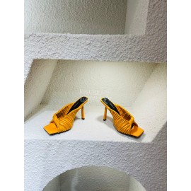 Versace Summer Cross Woven Leather High Heeled Slippers For Women Orange