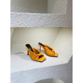 Versace Summer Cross Woven Leather High Heeled Slippers For Women Orange