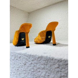 Versace Summer Cross Woven Leather High Heeled Slippers For Women Orange