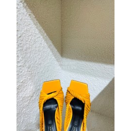 Versace Summer Cross Woven Leather High Heeled Slippers For Women Orange