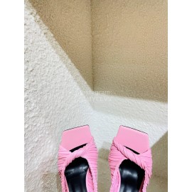 Versace Summer Cross Woven Leather High Heeled Slippers For Women Pink