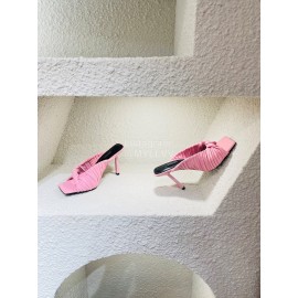 Versace Summer Cross Woven Leather High Heeled Slippers For Women Pink