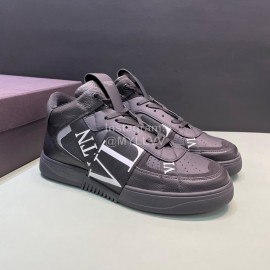 Valentino Garavani Black Leather High Top Sneakers For Men And Women 