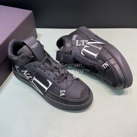 Valentino Garavani Black Leather High Top Sneakers For Men And Women 
