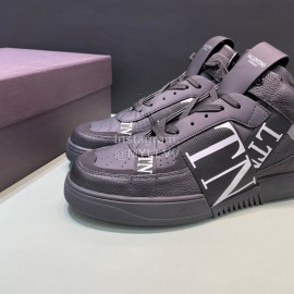 Valentino Garavani Black Leather High Top Sneakers For Men And Women 