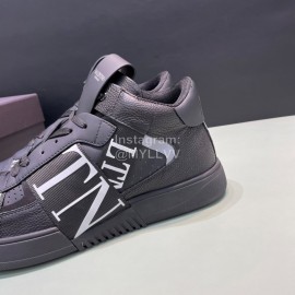 Valentino Garavani Black Leather High Top Sneakers For Men And Women 