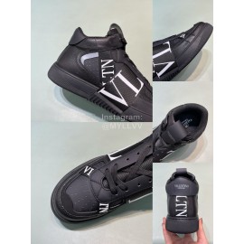 Valentino Garavani Black Leather High Top Sneakers For Men And Women 