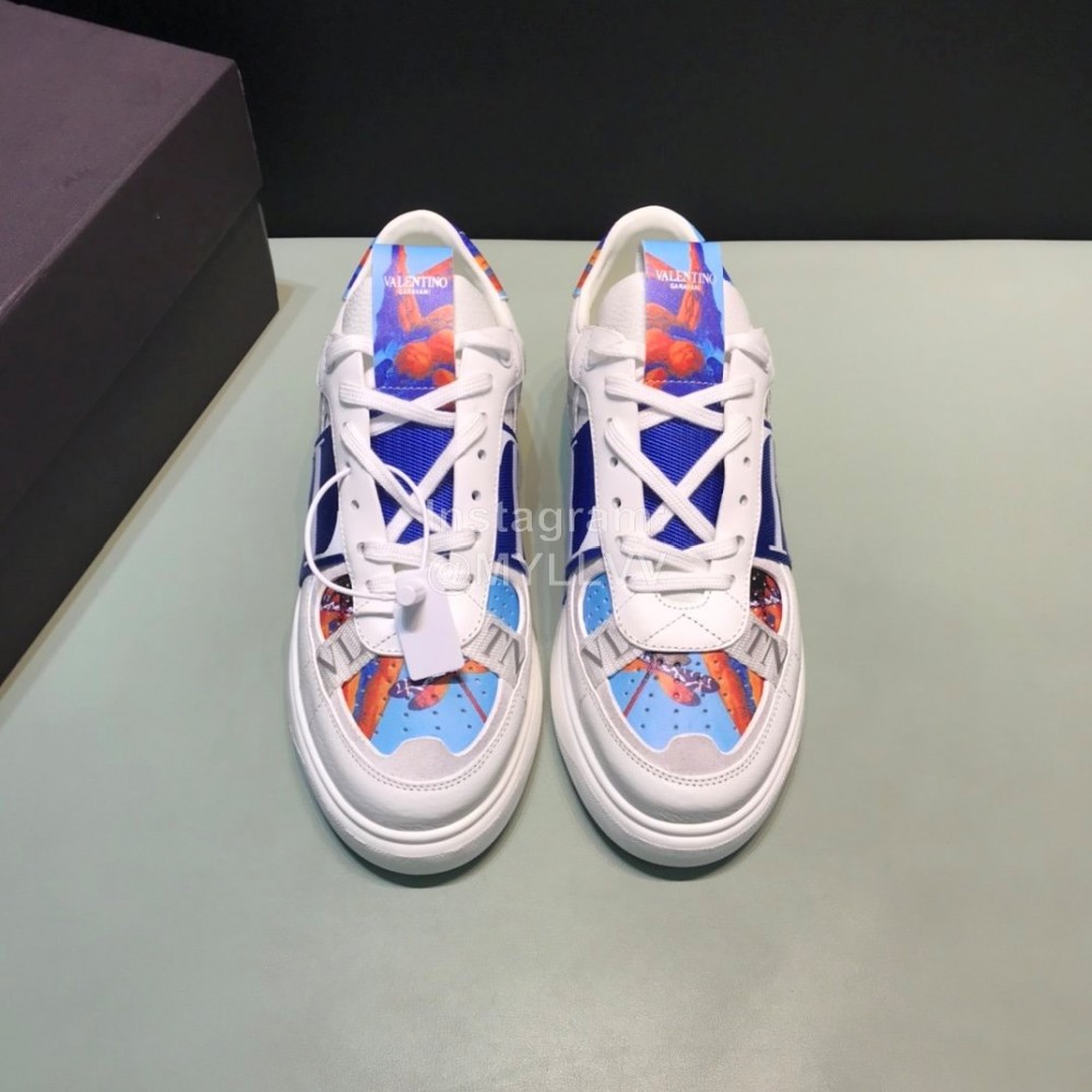 Valentino Garavani Cowhide Sneakers For Men And Women Blue