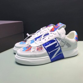 Valentino Garavani Cowhide Sneakers For Men And Women Blue