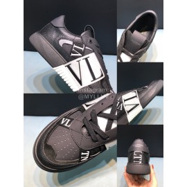 Valentino Garavani Cowhide Sneakers Black For Men And Women