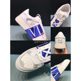 Valentino Garavani Cowhide Sneakers Blue For Men And Women