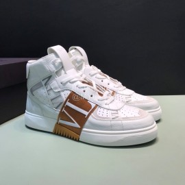 Valentino Garavani Cowhide High Top Sneakers For Men And Women Brown
