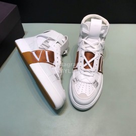 Valentino Garavani Cowhide High Top Sneakers For Men And Women Brown