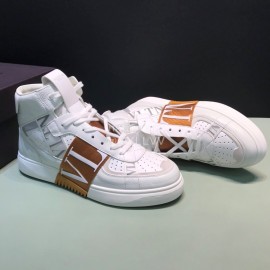 Valentino Garavani Cowhide High Top Sneakers For Men And Women Brown