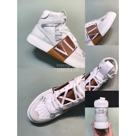 Valentino Garavani Cowhide High Top Sneakers For Men And Women Brown