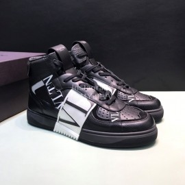 Valentino Garavani Cowhide High Top Sneakers For Men And Women Black